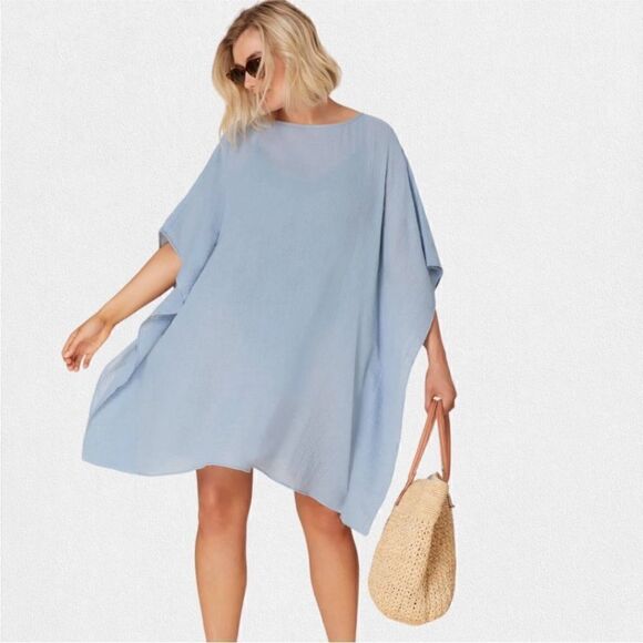 NWT Andie Swim Cover Up The Magdalena Kaftan in Cotton-Gauze BLACK - Picture 3 of 10